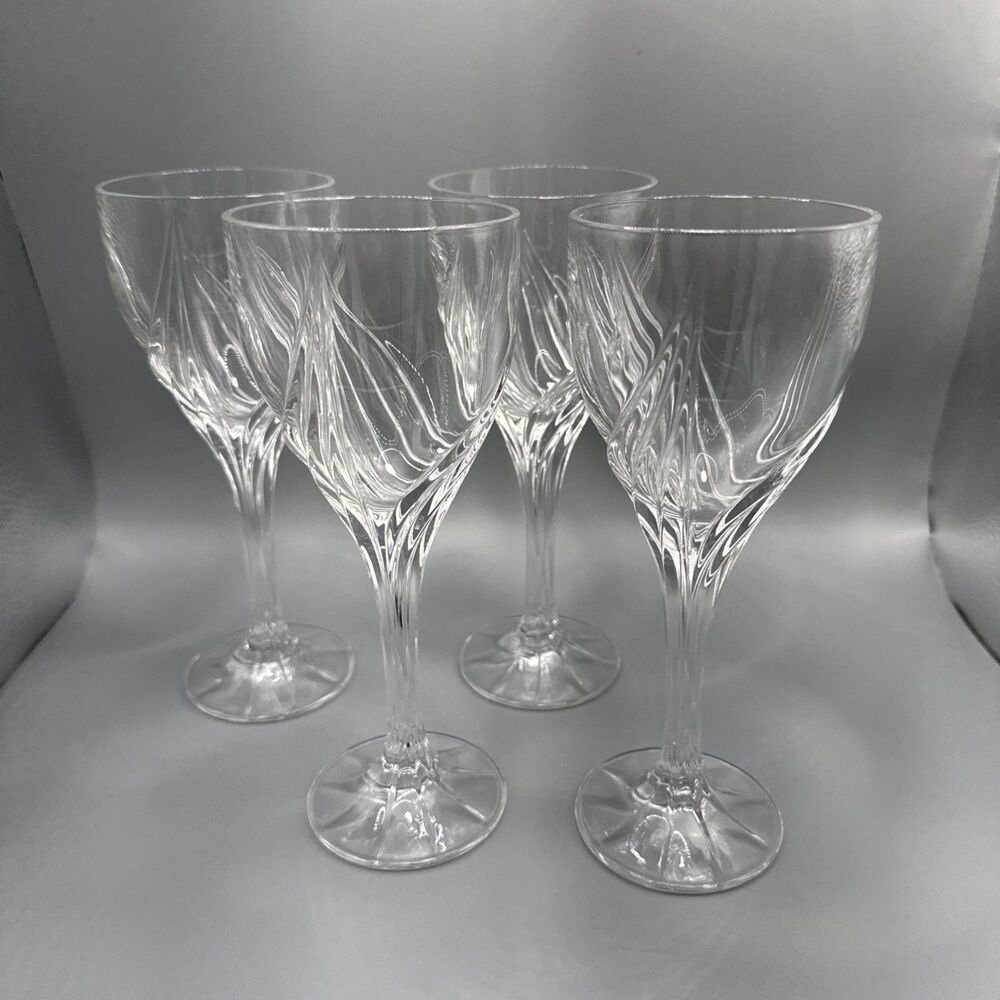 Vintage Lenox Debut Crystal Wine Glasses 7 3/8” Set Of 4 Signed